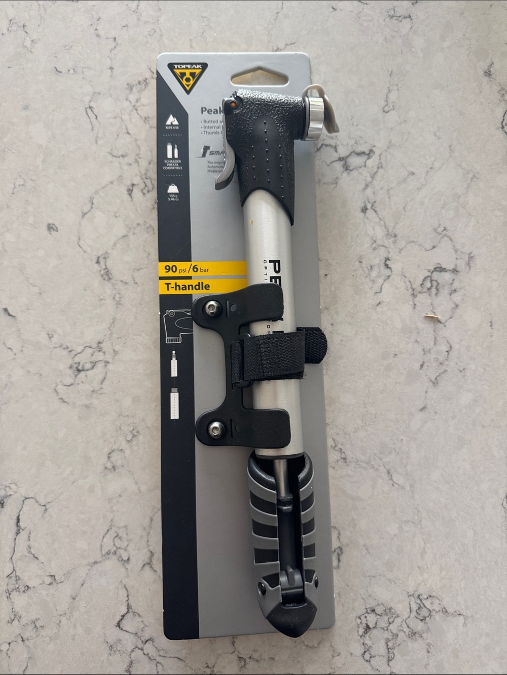 Silver T-Handle Mini Bike Pump – 90 PSI